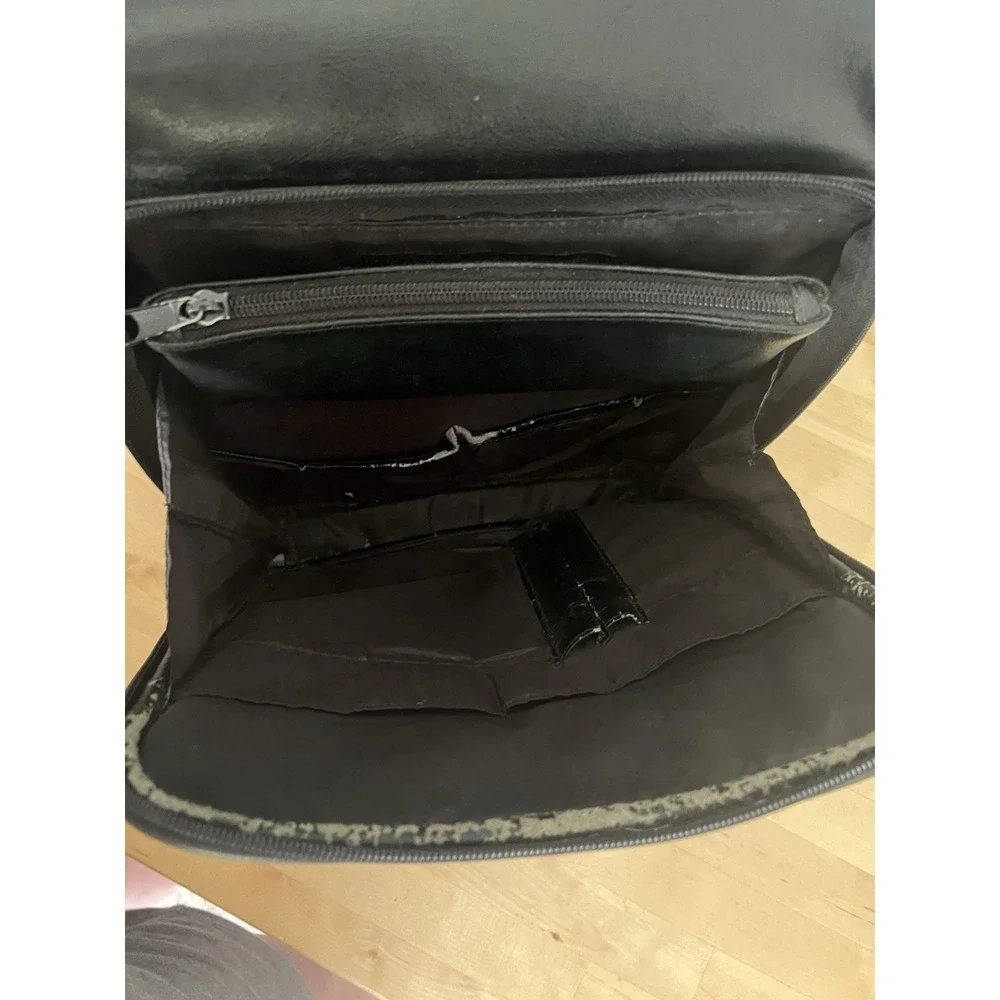 Black Leather Messenger‎ Laptop Briefcase Bag Unisex Designer *READ